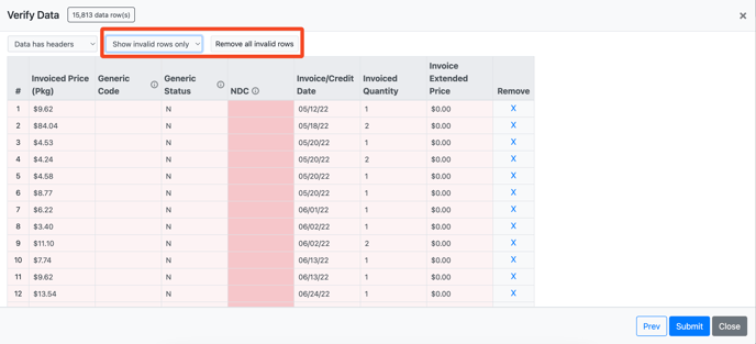 remove all invalid rows