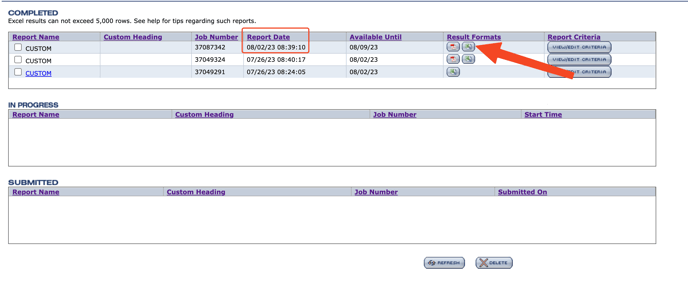 report result